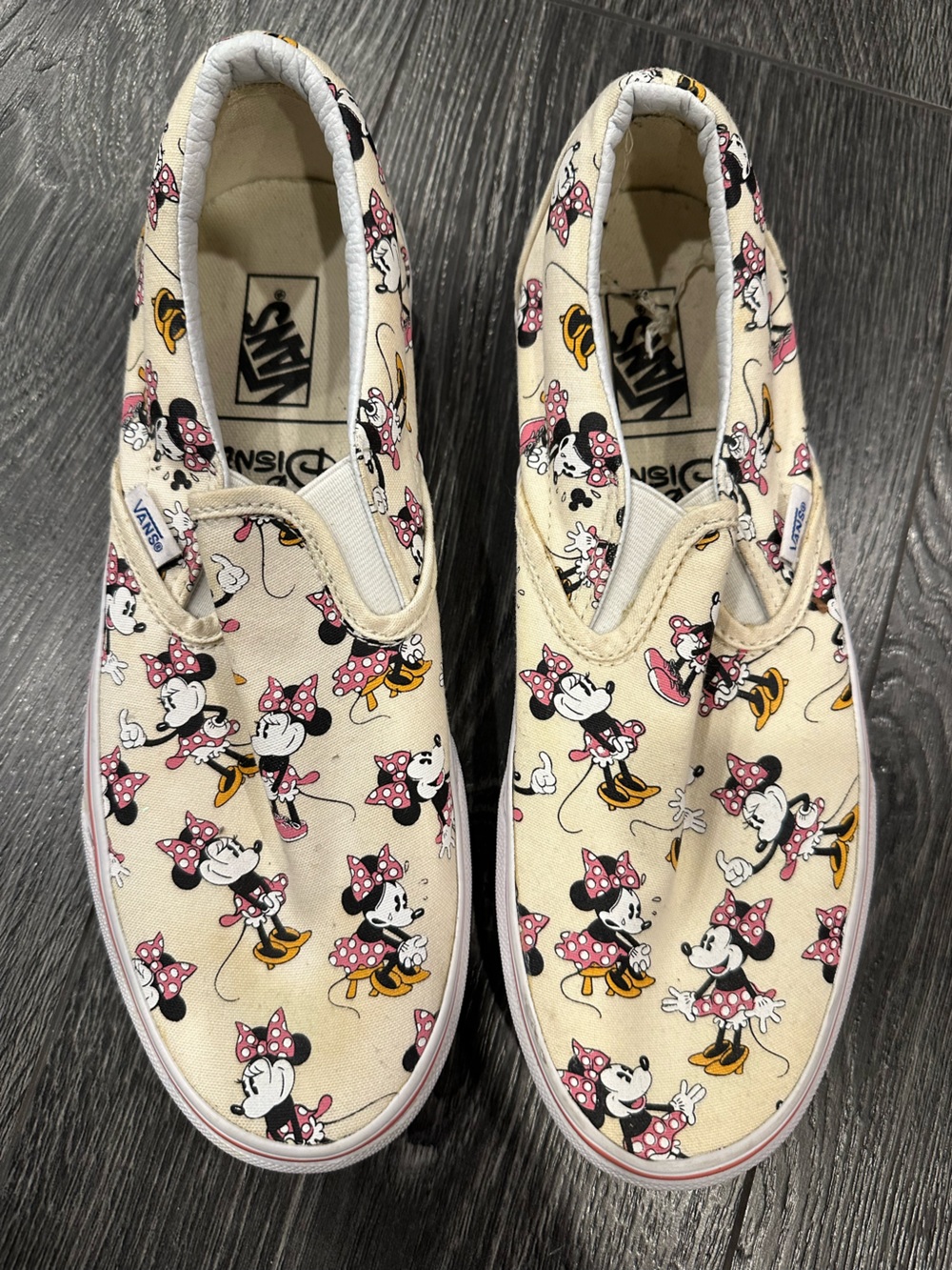 Vans x Disney' Minnie Mouse Slip-On Shoes - Cream/Pink Size 10